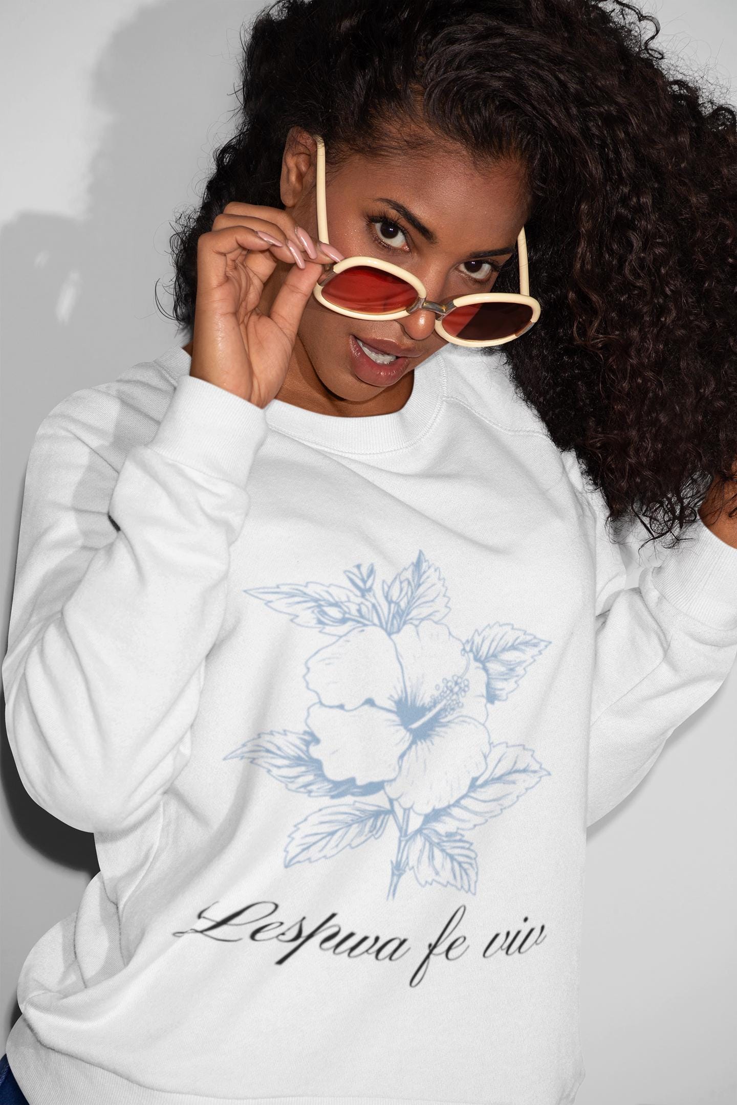 Lespwa fe viv Haitian Creole Unisex Heavy Blend™ Crewneck Sweatshirt