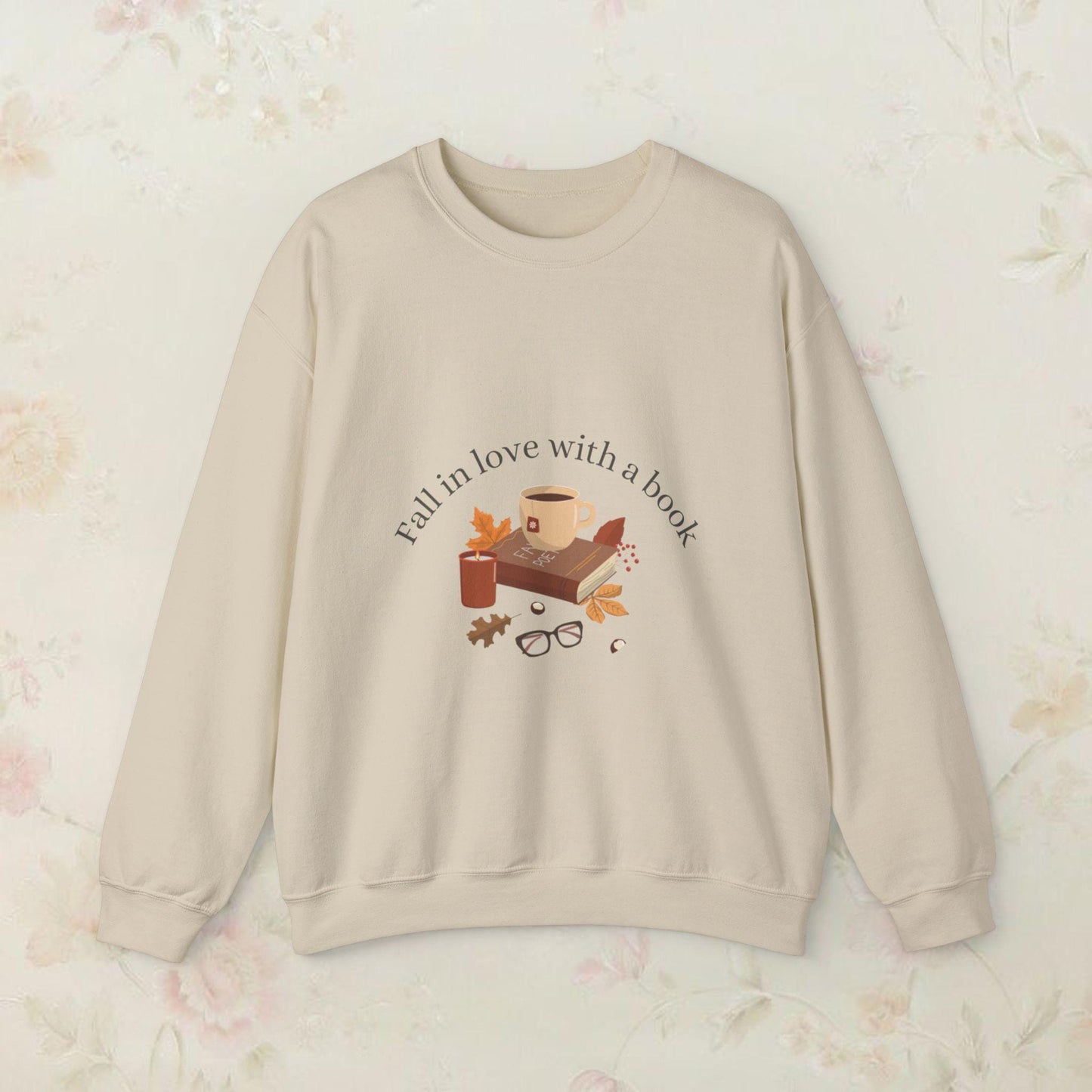 Fall in love with a book Crewneck Sweater, Autumn Sweatshirt, Cozy Jumper, Warm Pullover, Seasonal Outerwear