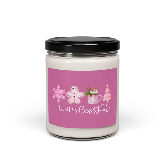 Soy Candle, Pink Christmas Coquette Candle 9oz - Holiday Candle, Festive Candle, Christmas Candle, Gift Candle, Aromatherapy Candle