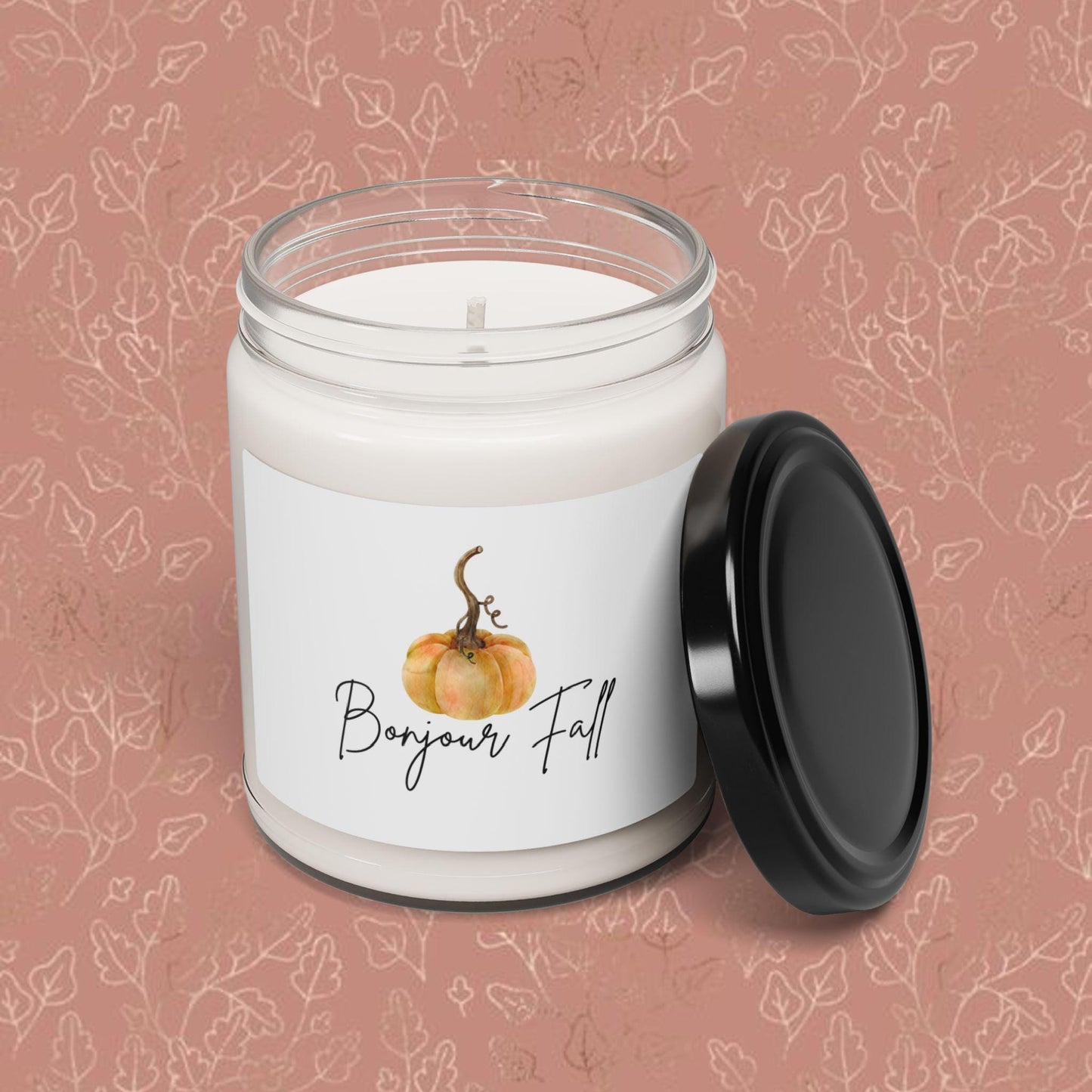 Soy Candle, Bonjour Fall French Scented 9oz, Autumn Home Decor Aromatherapy Gift, Thanksgiving Hostess Present, Cozy Housewarming Candle,