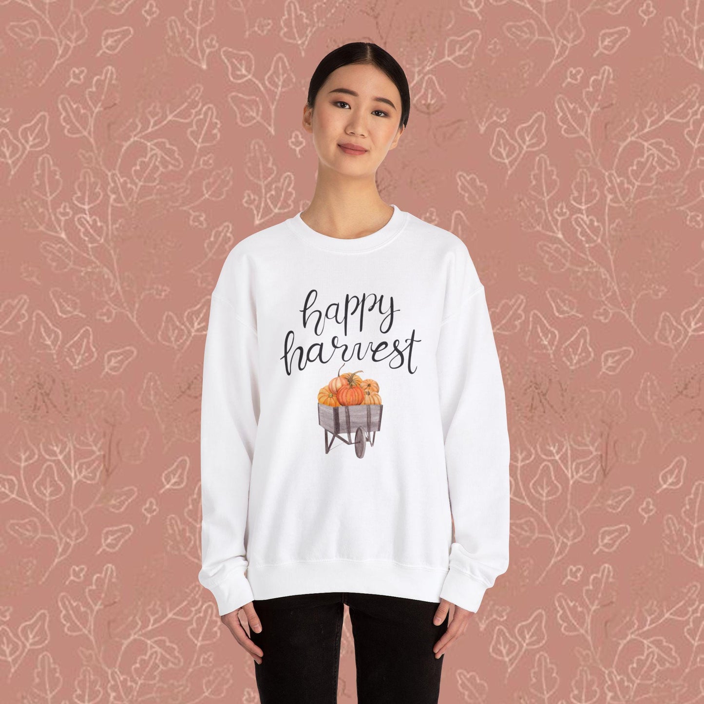 Happy Harvest Crewneck Sweatshirt - Fall Harvest Sweatshirt, Cozy Autumn Crewneck, Thanksgiving Jumper, Harvest Festival Sweater, Pumpkin