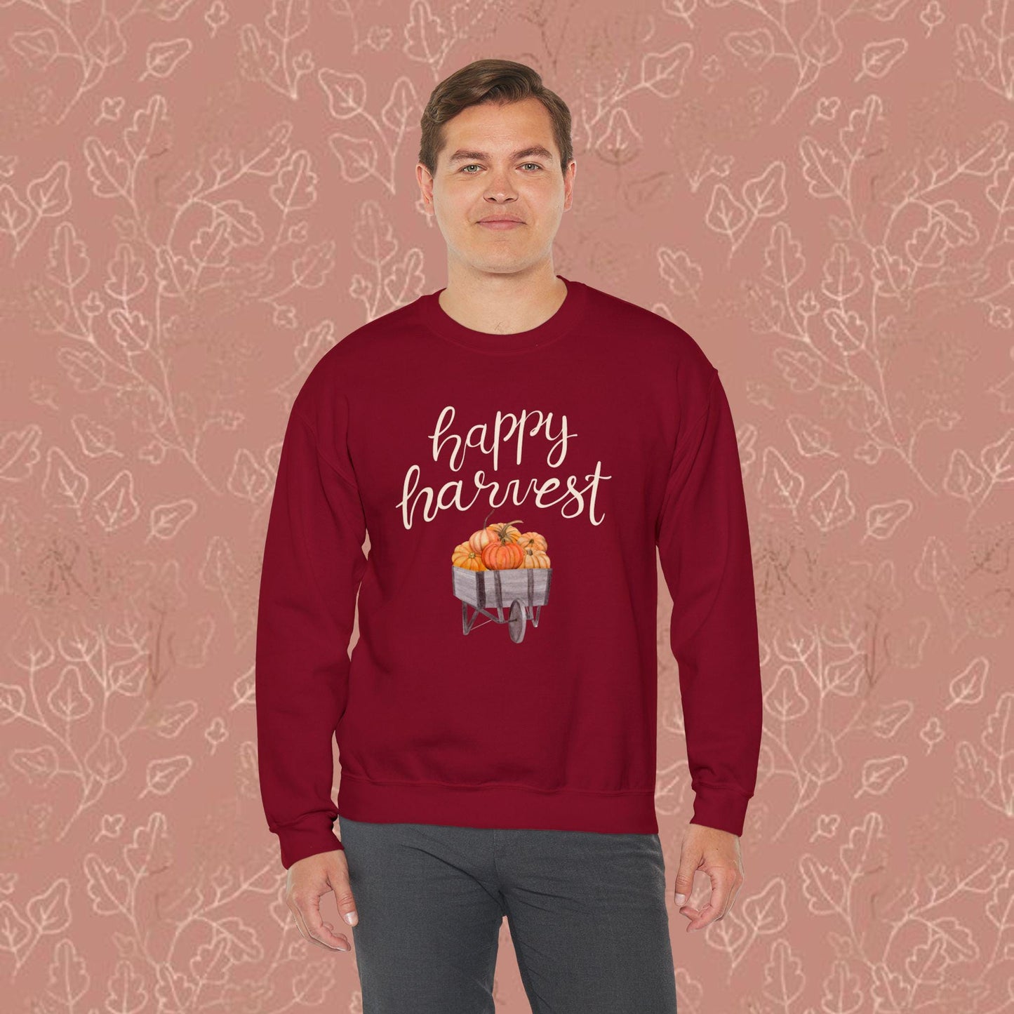 Happy Harvest Crewneck Sweatshirt - Fall Harvest Sweatshirt, Cozy Autumn Crewneck, Thanksgiving Jumper, Harvest Festival Sweater, Pumpkin