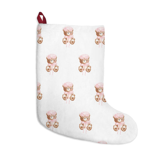 Bear Christmas Stockings, Holiday Stocking, Christmas Decoration, Coquette Pink, Gift for Her