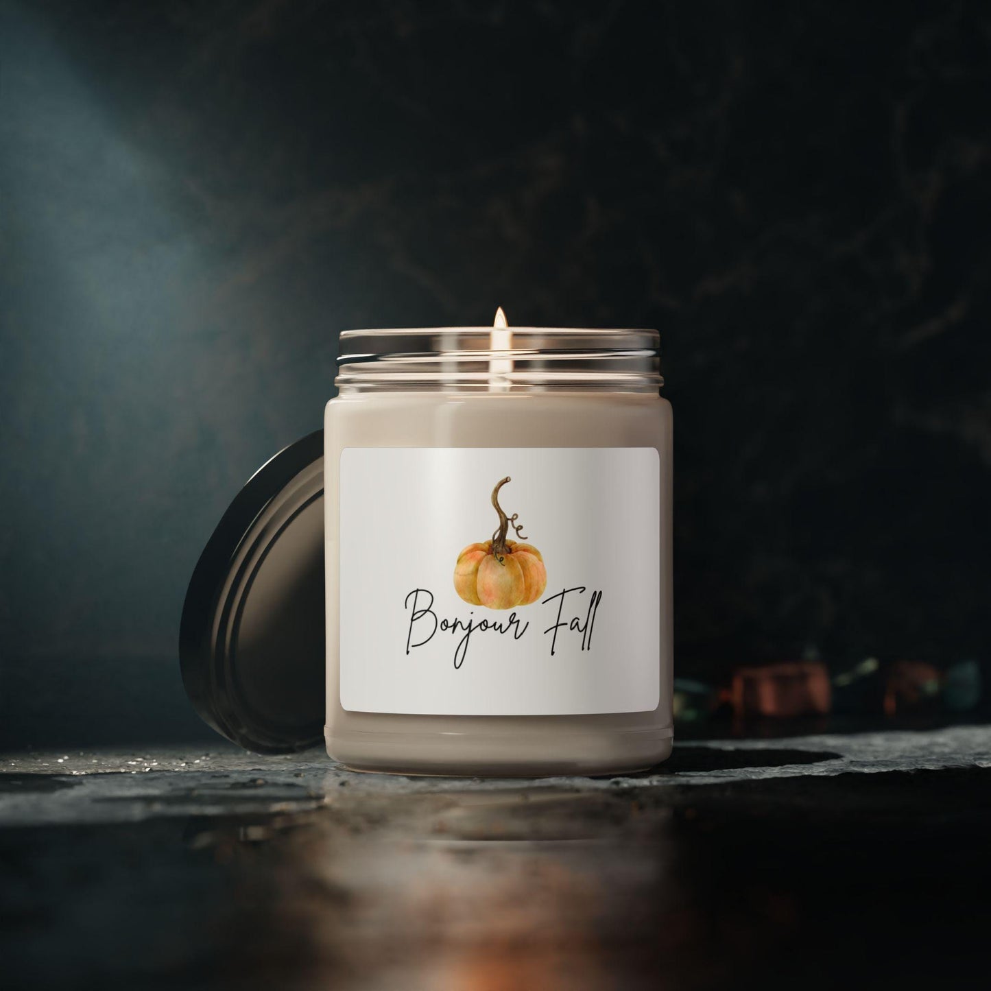 Soy Candle, Bonjour Fall French Scented 9oz, Autumn Home Decor Aromatherapy Gift, Thanksgiving Hostess Present, Cozy Housewarming Candle,