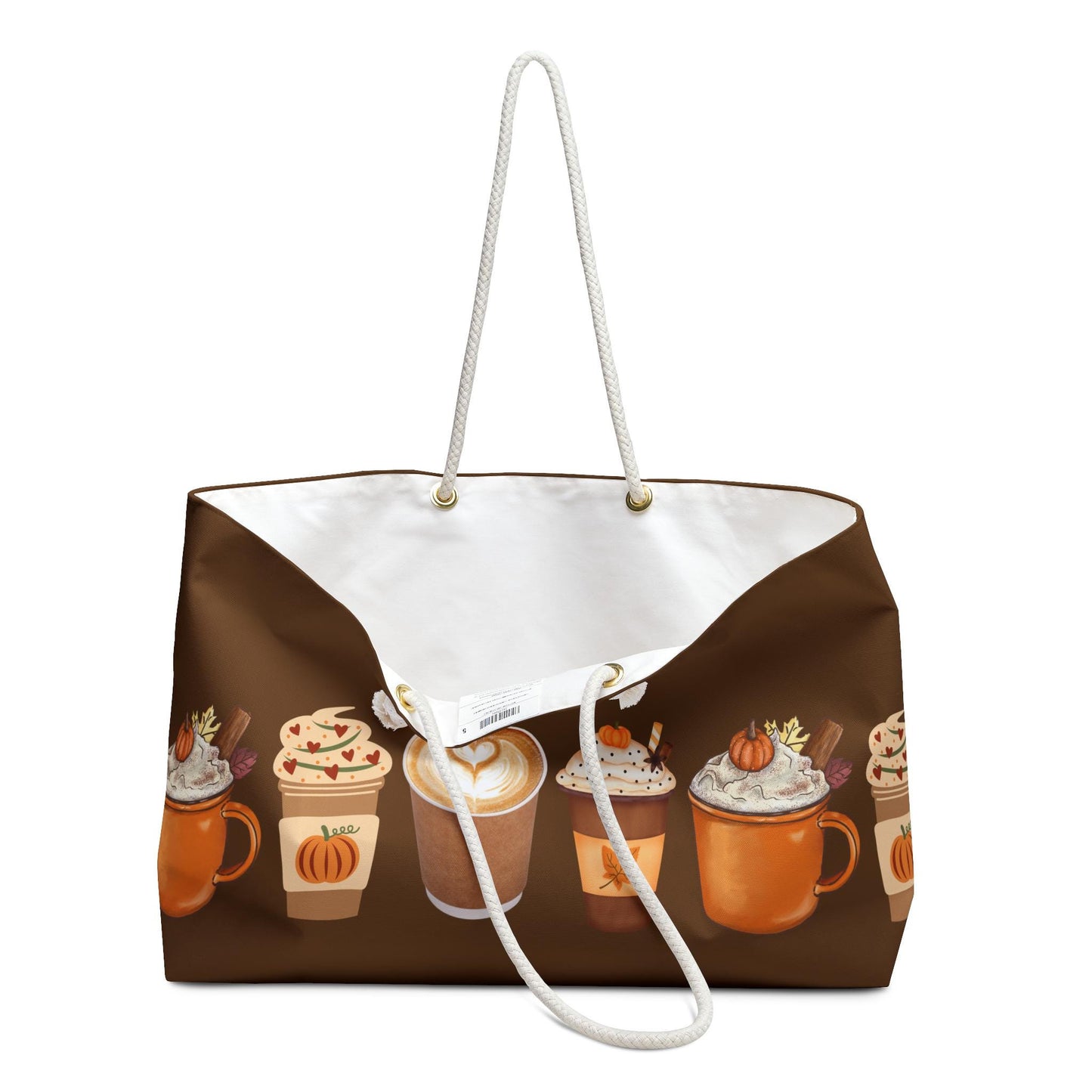 Fall Latte Weekender Bag - Travel Tote, Overnight Bag, Carry On Duffel, Weekend Getaway, Autumn Coffee Lovers Gift