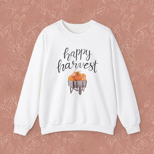 Happy Harvest Crewneck Sweatshirt - Fall Harvest Sweatshirt, Cozy Autumn Crewneck, Thanksgiving Jumper, Harvest Festival Sweater, Pumpkin