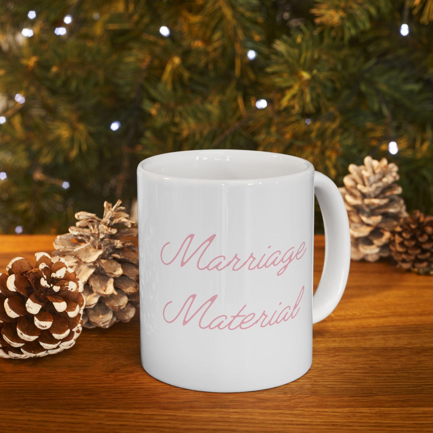 Marriage Material Ceramic Mug, Bridal Wedding Gift, 11oz 15oz Coffee Cup, Relationship Celebration Present,  Anniversary Gift, Kitchen Decor