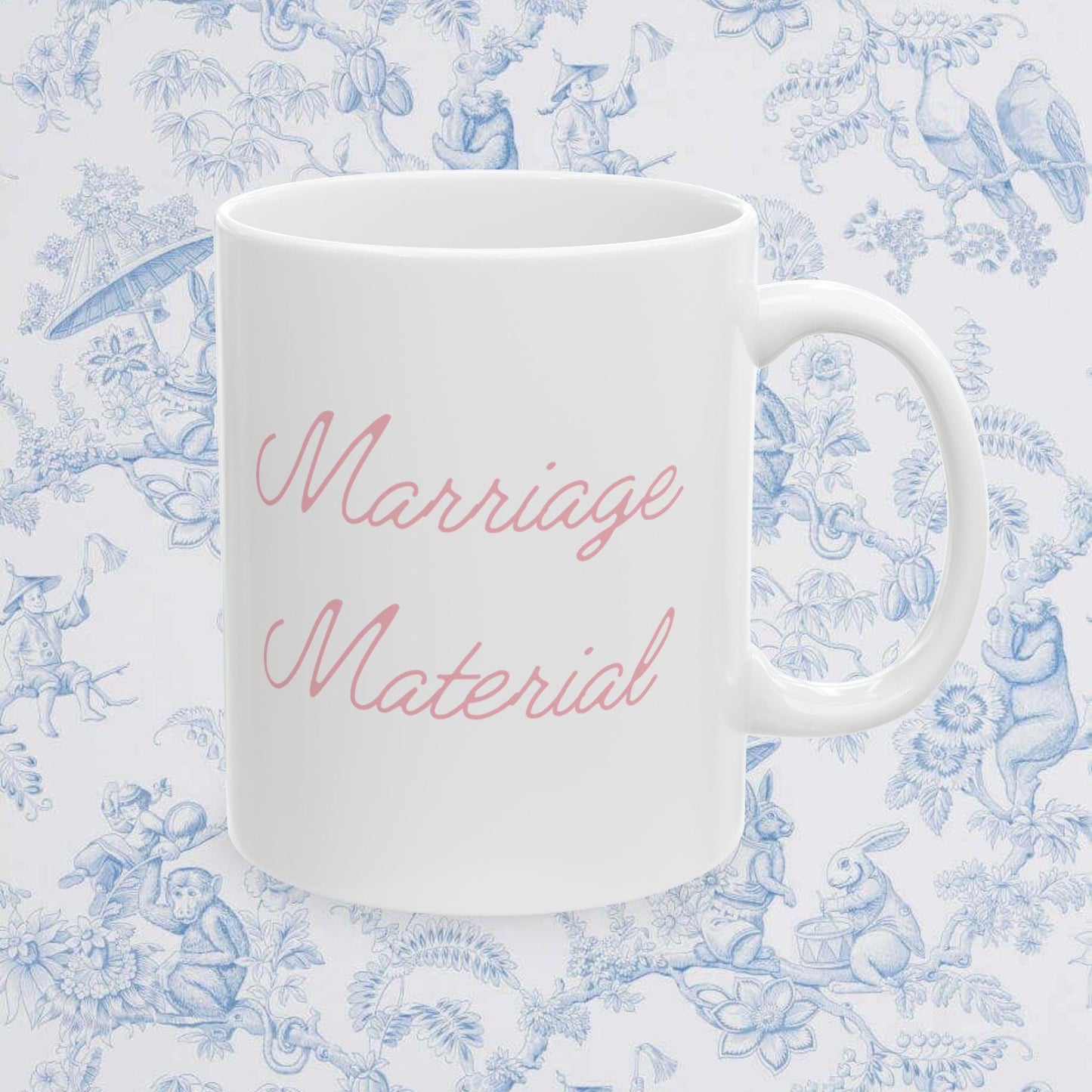 Marriage Material Ceramic Mug, Bridal Wedding Gift, 11oz 15oz Coffee Cup, Relationship Celebration Present,  Anniversary Gift, Kitchen Decor