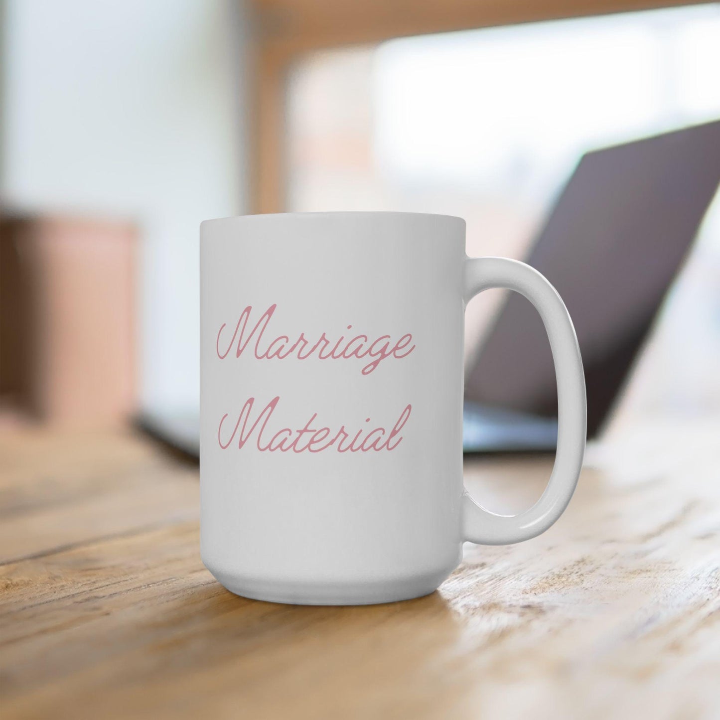 Marriage Material Ceramic Mug, Bridal Wedding Gift, 11oz 15oz Coffee Cup, Relationship Celebration Present,  Anniversary Gift, Kitchen Decor