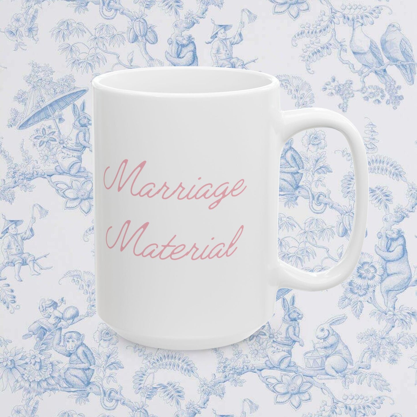 Marriage Material Ceramic Mug, Bridal Wedding Gift, 11oz 15oz Coffee Cup, Relationship Celebration Present,  Anniversary Gift, Kitchen Decor