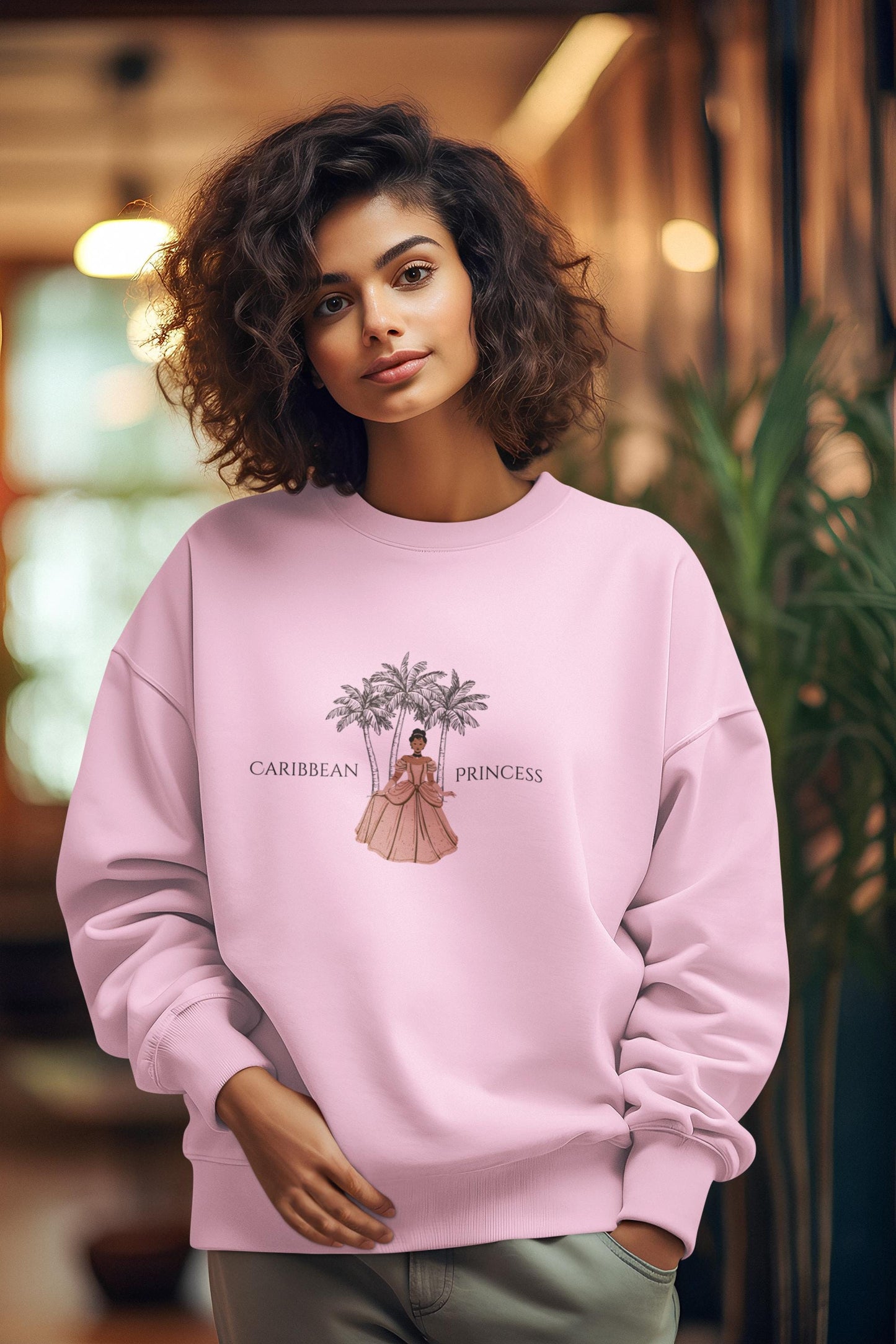 Caribbean Princess Sweatshirt, Island Vibes Crewneck Jumper, Tropical Vacation Clothing, Unisex Pullover, Gift for Beach Lovers, Cozy Lounge