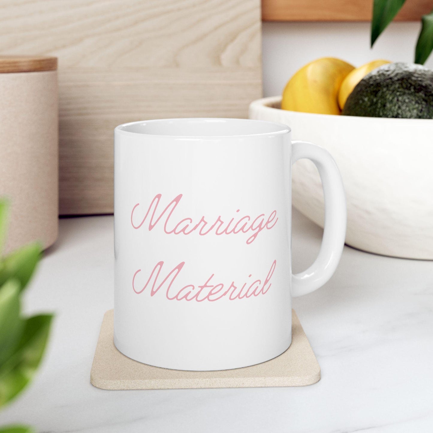 Marriage Material Ceramic Mug, Bridal Wedding Gift, 11oz 15oz Coffee Cup, Relationship Celebration Present,  Anniversary Gift, Kitchen Decor